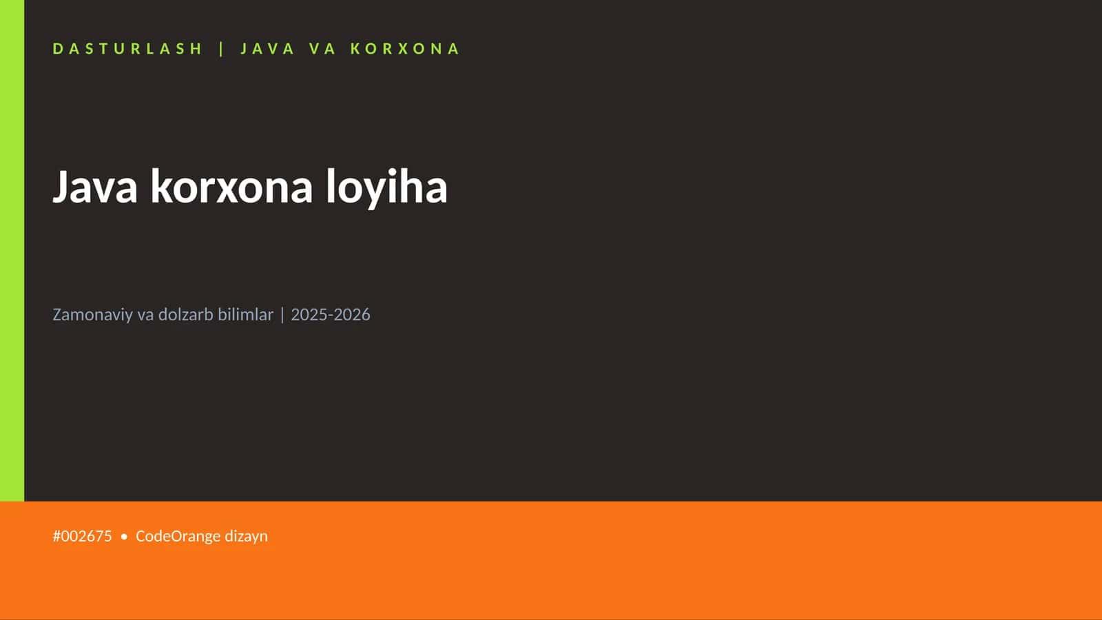 Java korxona loyiha
