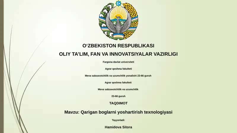 Qarigan boglarni yoshartirish texnologiyasi