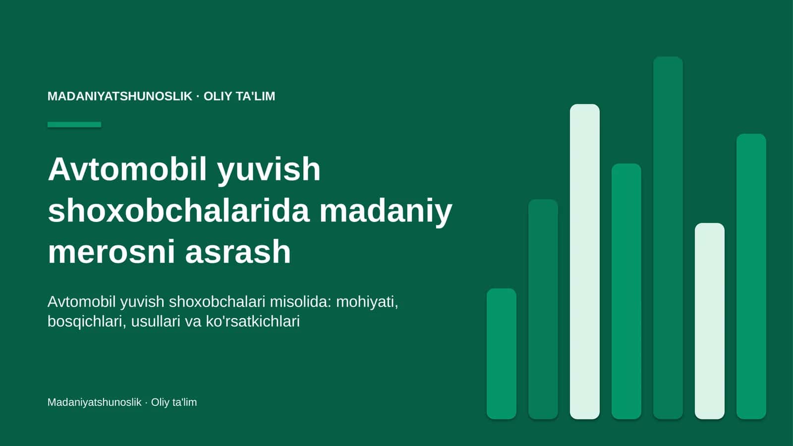 Avtomobil yuvish shoxobchalarida madaniy merosni asrash