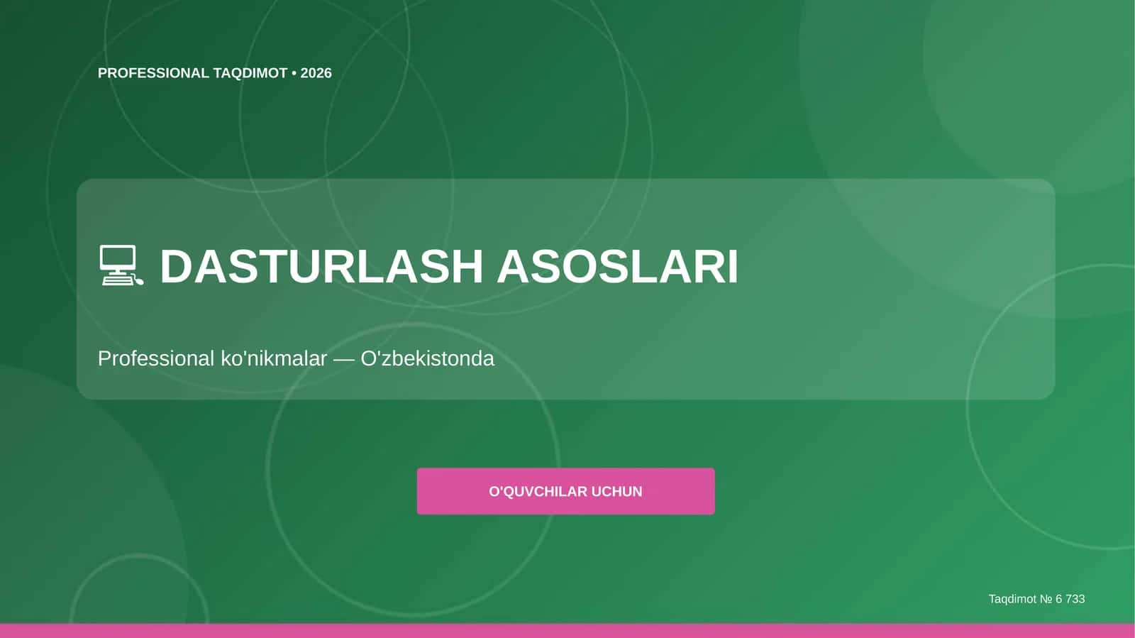 Dasturlash asoslari: professional ko'nikmalar (O'zbekistonda)