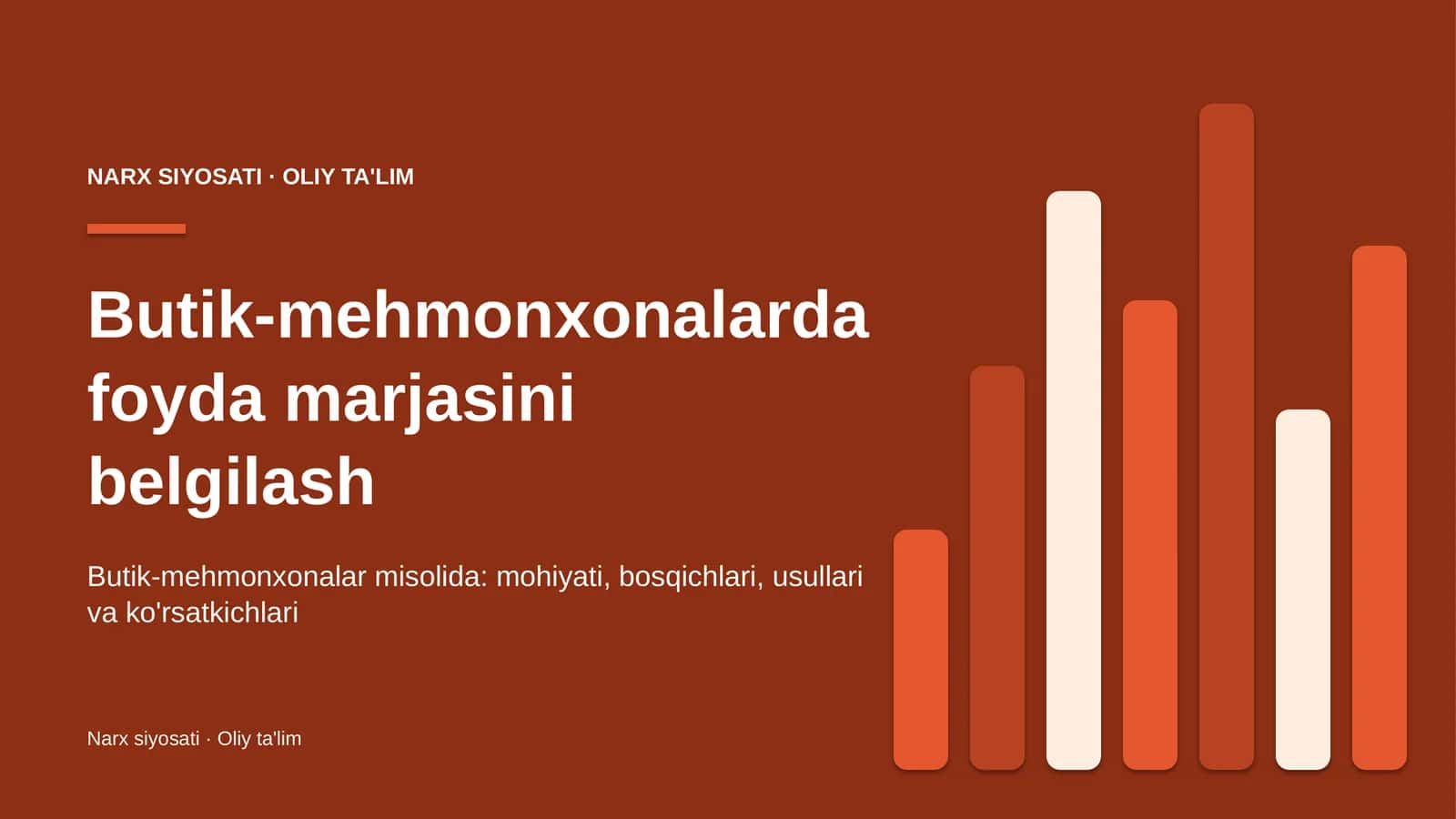 Butik-mehmonxonalarda foyda marjasini belgilash