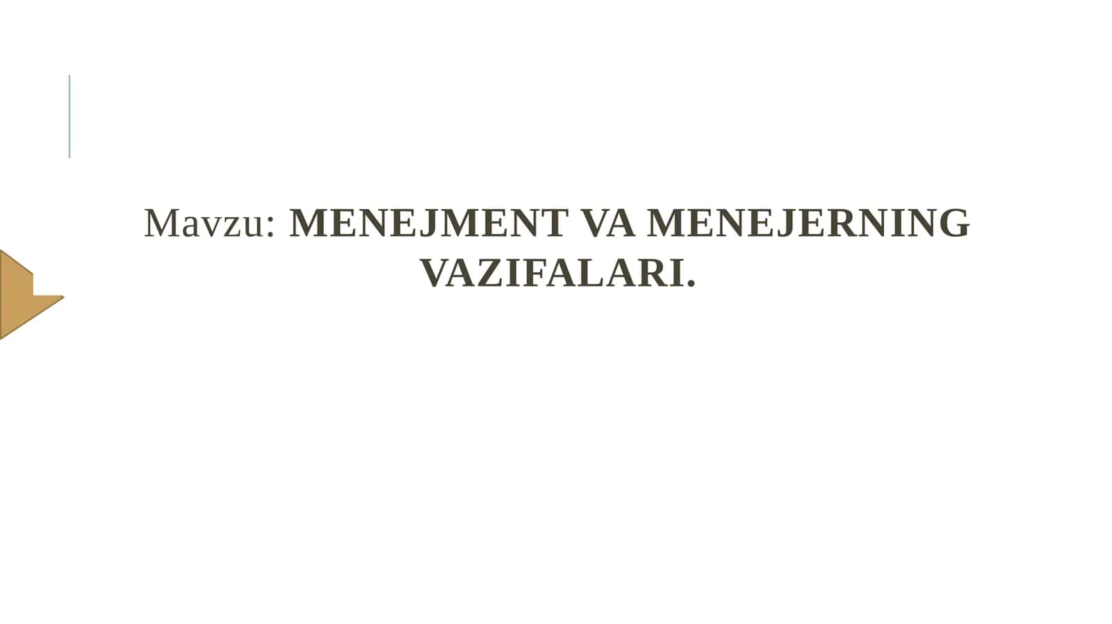Menejment va menejerning vazifalari