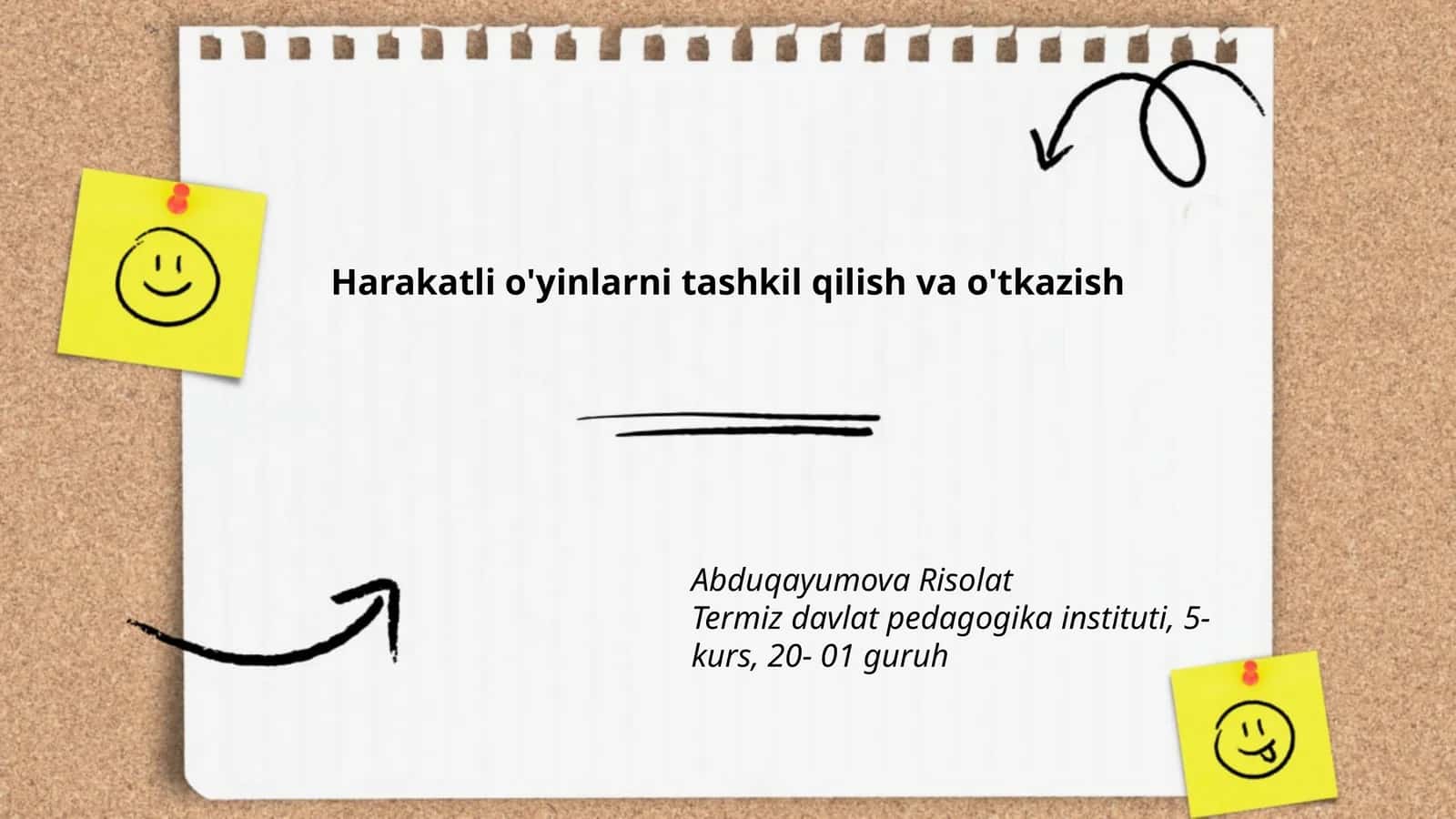 Harakatli o'yinlarni tashkil qilish va o'tkazish
