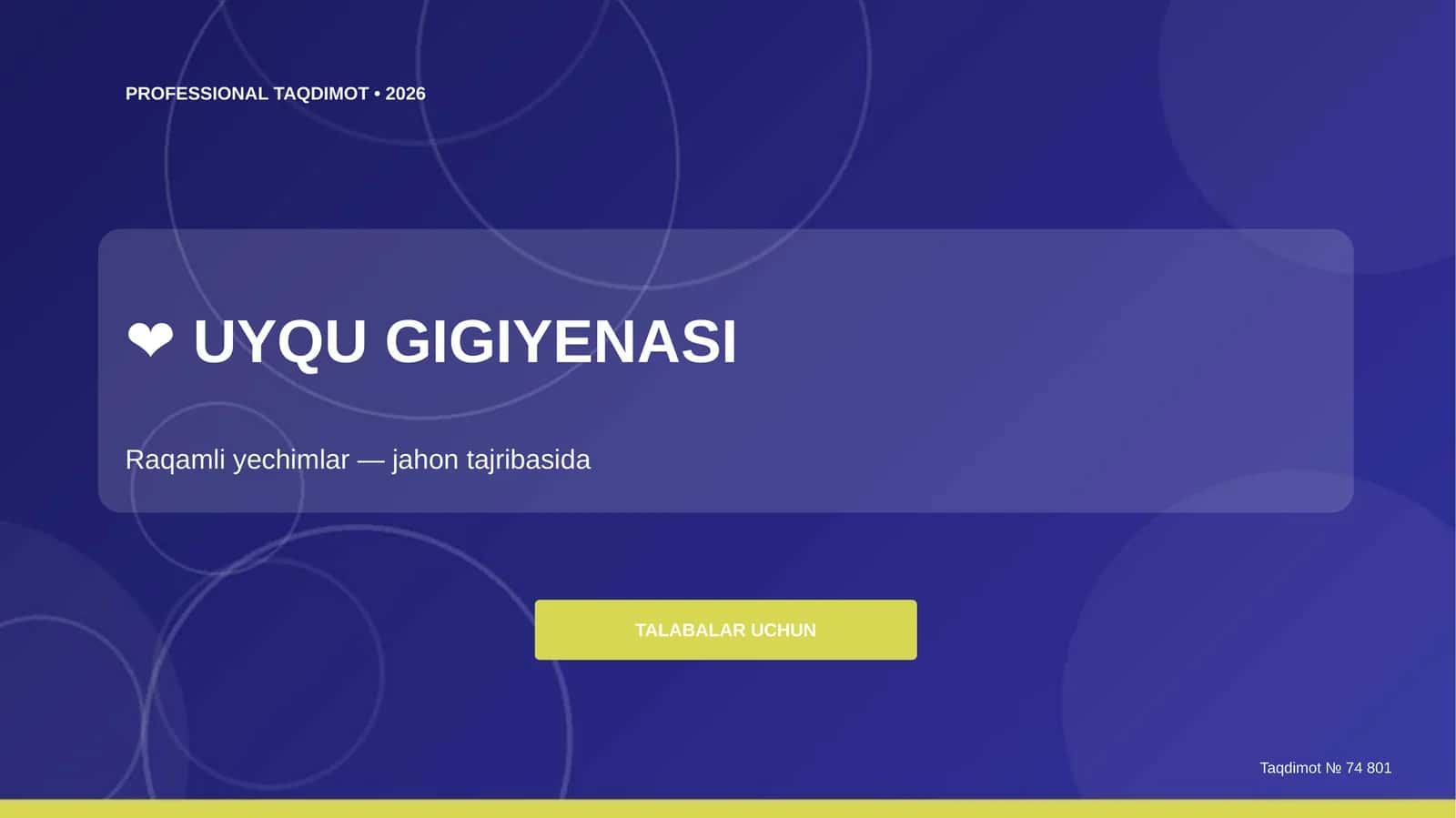Uyqu gigiyenasi: raqamli yechimlar (jahon tajribasida) [talabalar uchun]