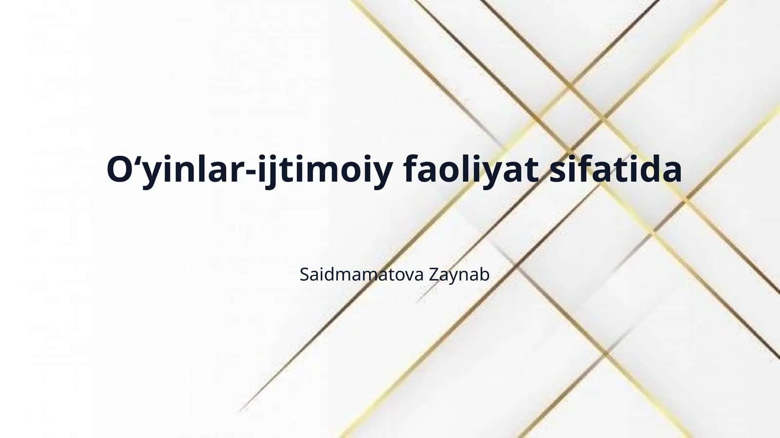 Oʻyinlar-ijtimoiy faoliyat sifatida