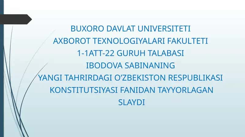 Yangitahrirdagi O’zbekiston Respublikasi Konstitutsiyasi