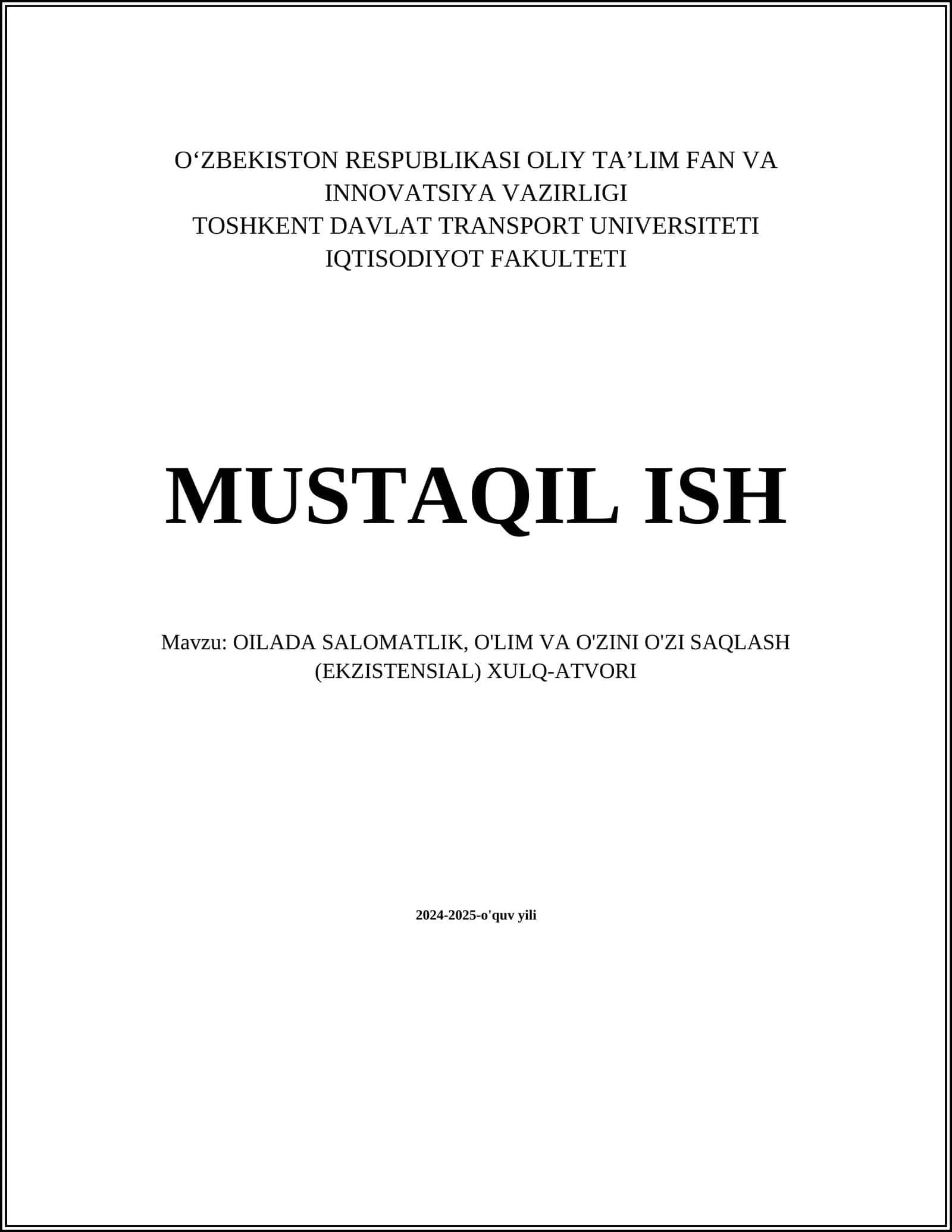 O'lim va uning inson psixologiyasiga ta'siri