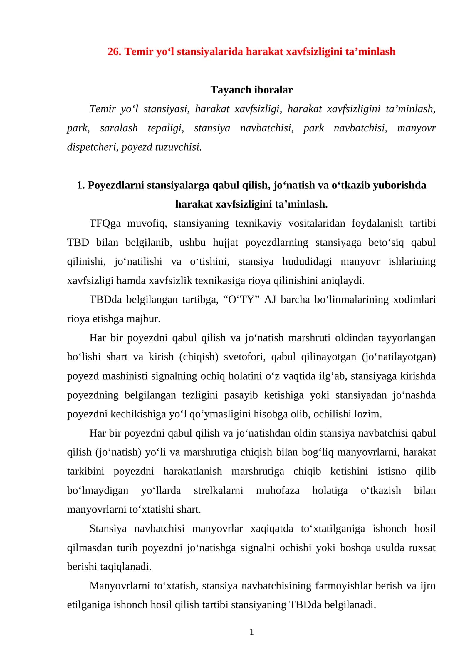 Harakat xavfsizligini ta’minlash