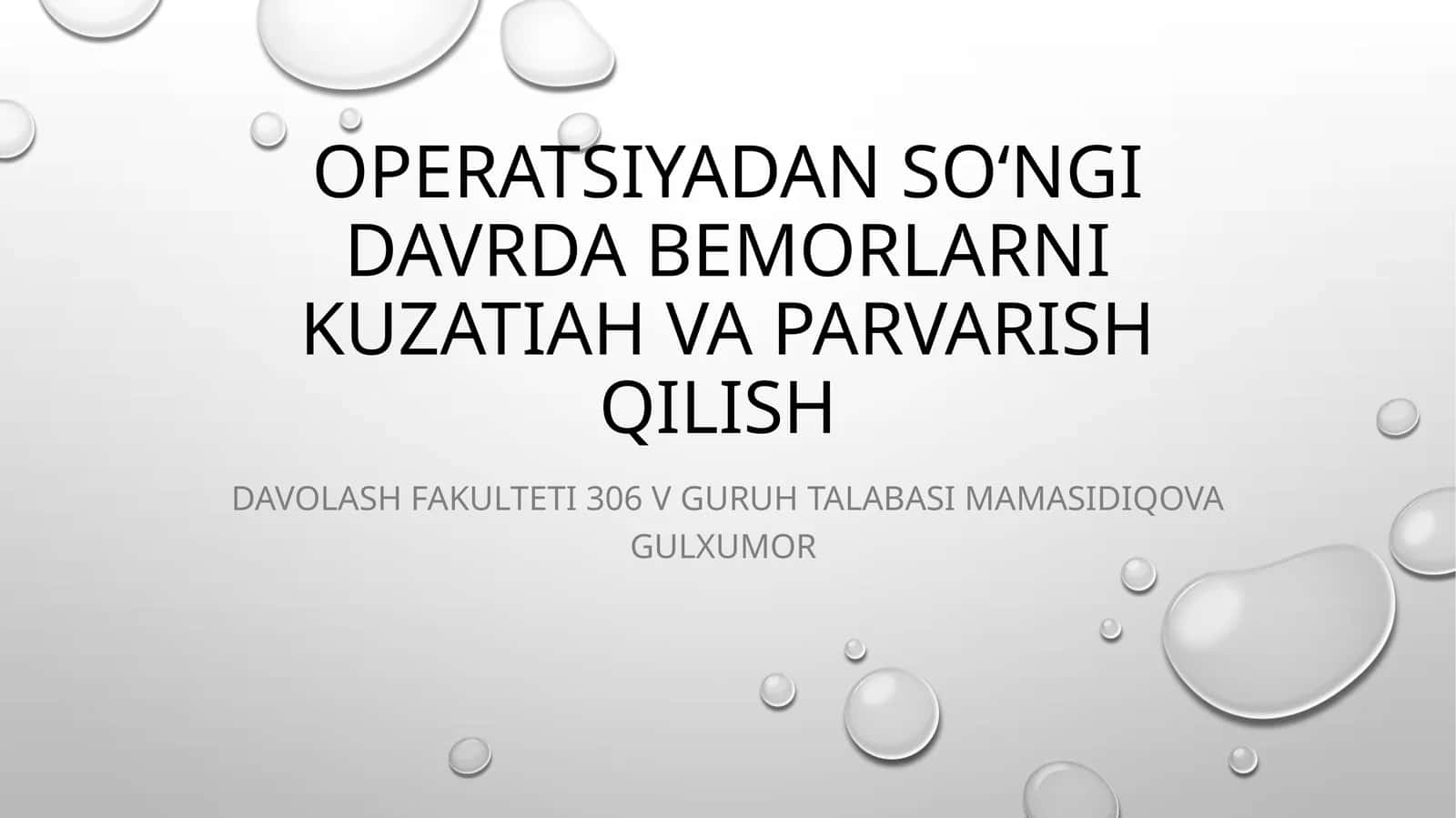 Operatsiyadan keyingi davr 3 fazagaboʻlinadi
