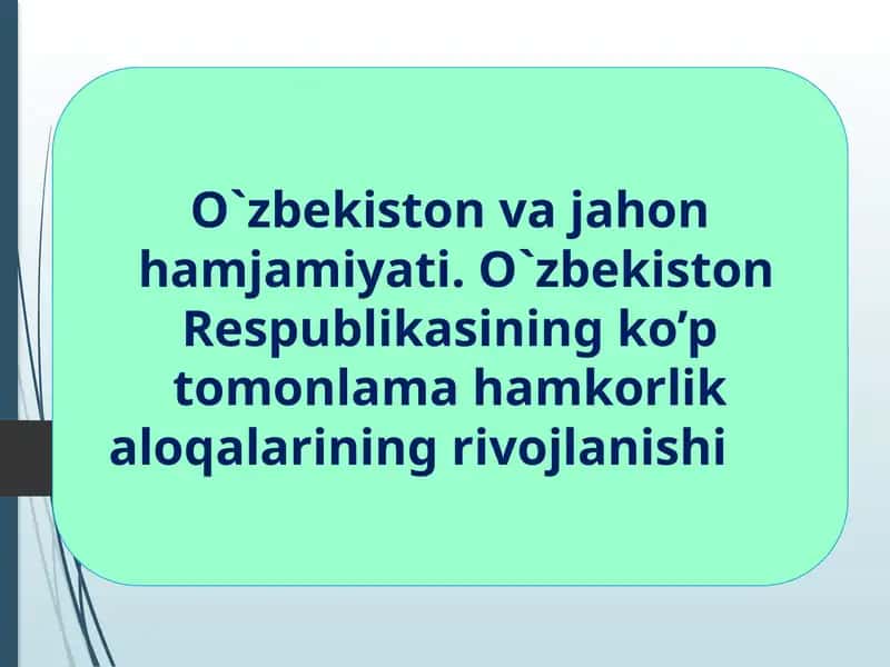 O`zbekiston va jahon hamjamiyati