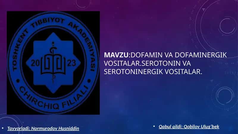 Dofamin va dofaminergik vositalar, Serotonin va serotoninergik vositalar