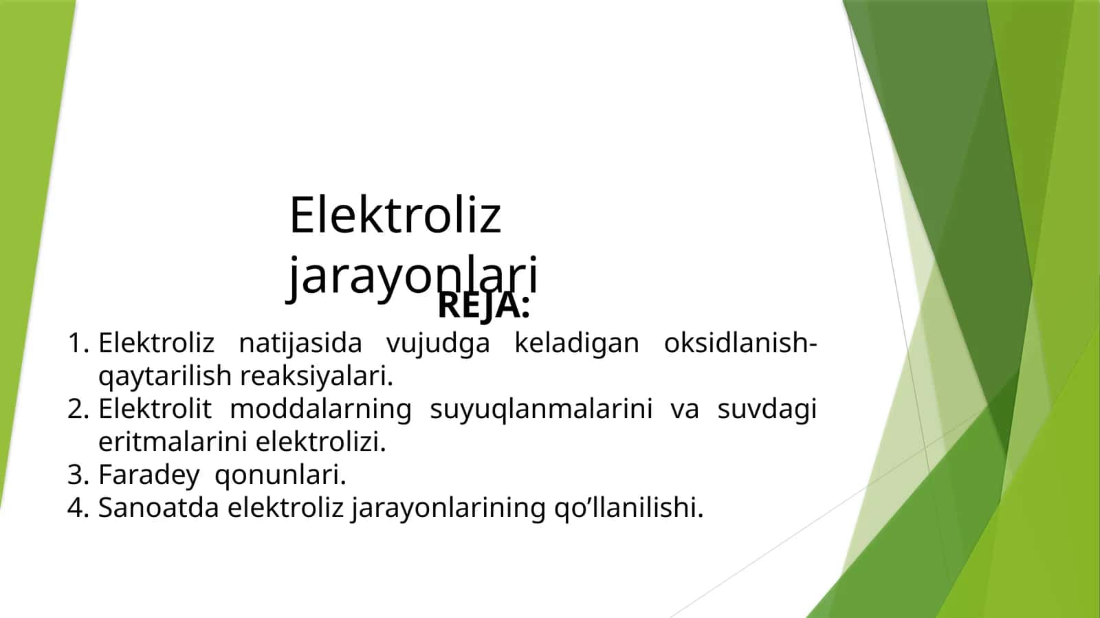 Elektroliz jarayonlari