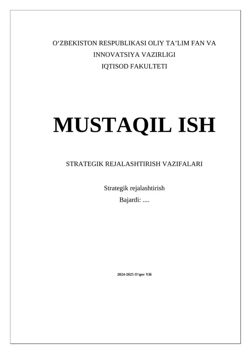 Strategik rejalashtirish vaqtincha