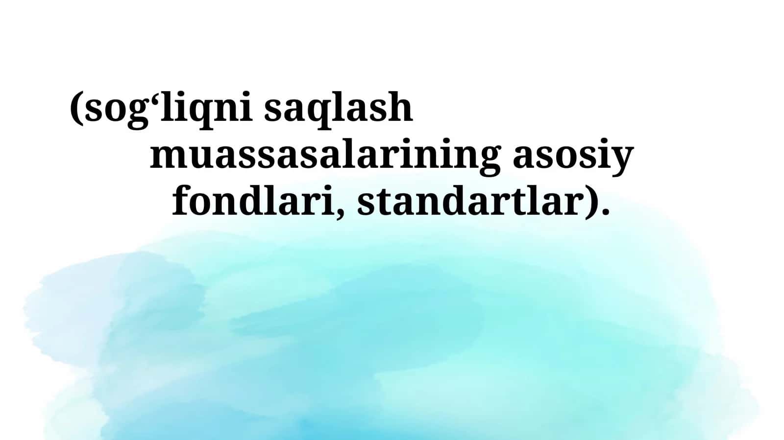 Sog‘liqni saqlash muassasalarining moliyalashtirish standartlari