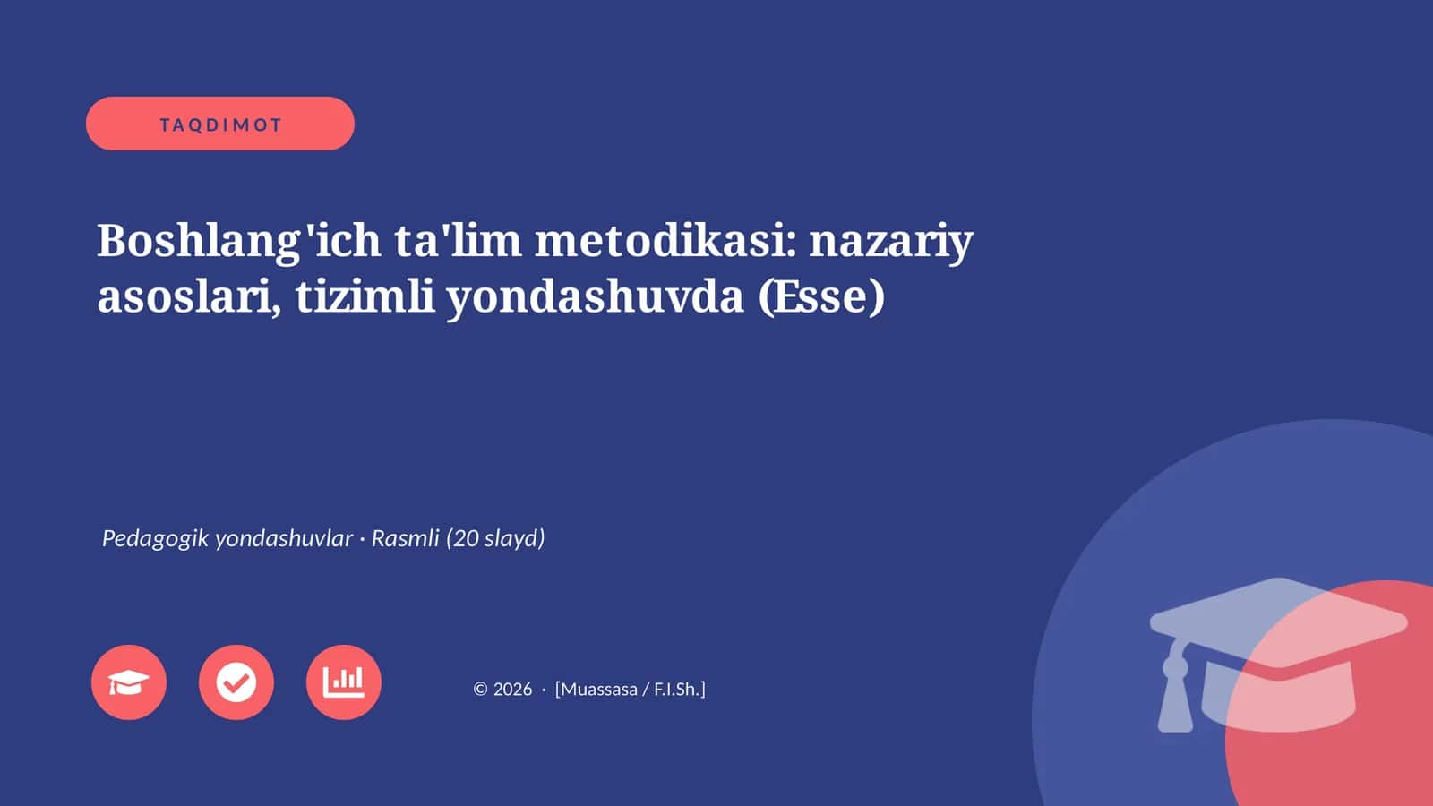Boshlang'ich ta'lim metodikasi: nazariy asoslari, tizimli yondashuvda (Esse)