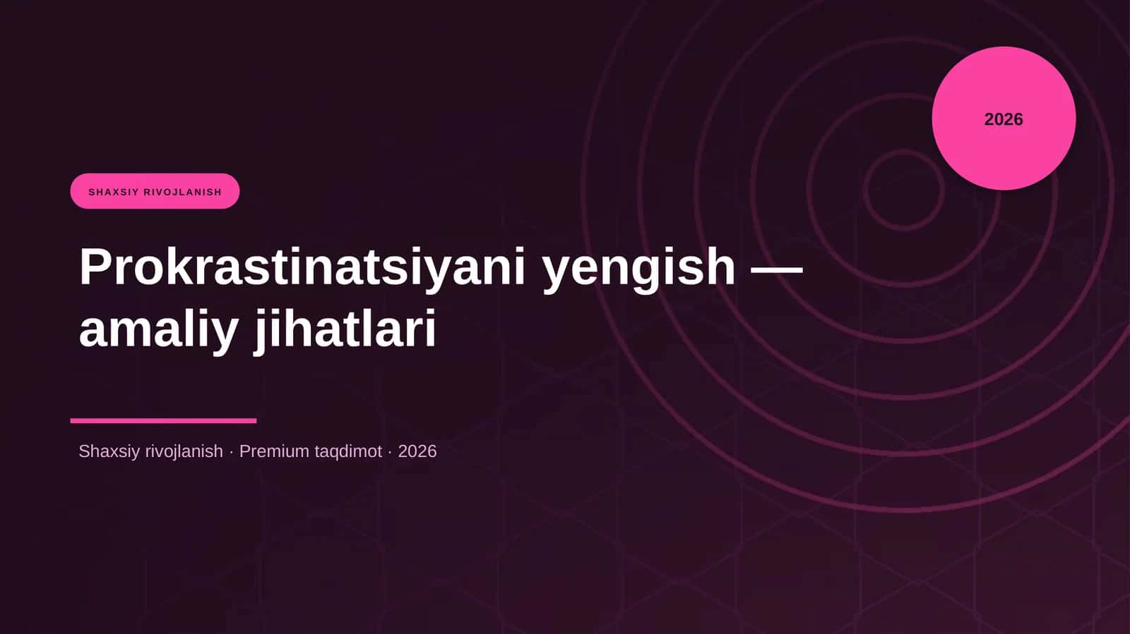 Prokrastinatsiyani yengish — amaliy jihatlari