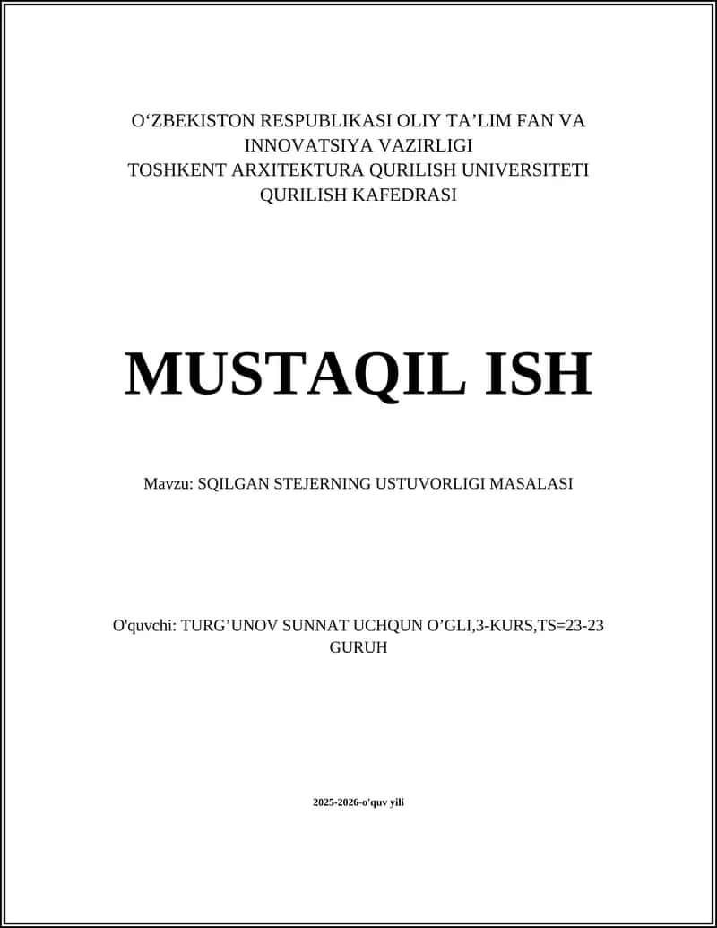 SQILGAN STEJERNING USTUVORLIGI MASALASI