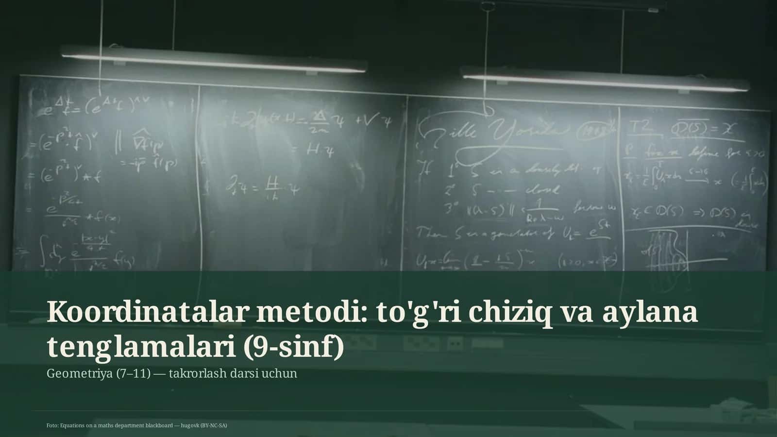 Koordinatalar metodi: to'g'ri chiziq va aylana tenglamalari (9-sinf)