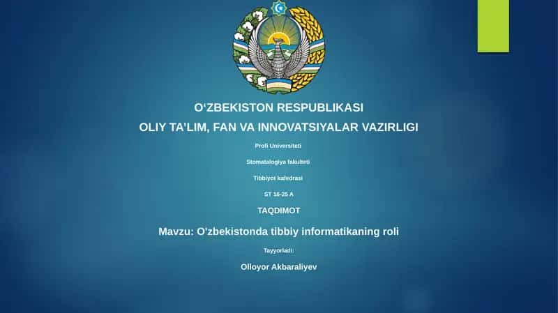 O'zbekistonda tibbiy informatikaning roli