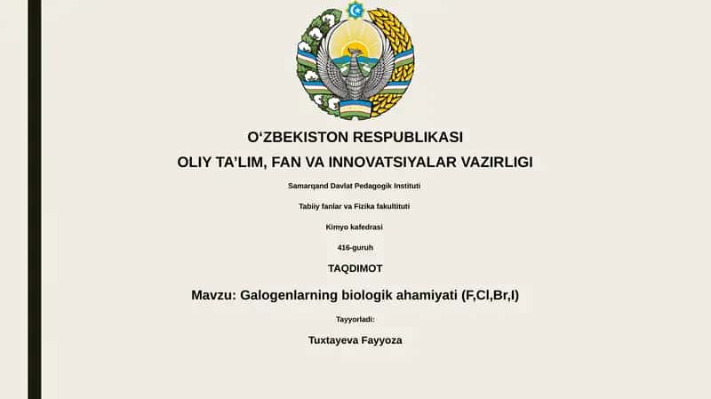 Galogenlarning biologik ahamiyati