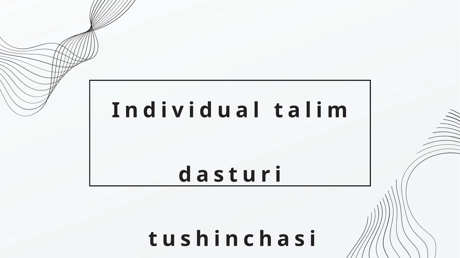 Individual talim dasturi tushinchasi