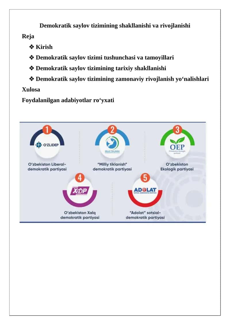 Demokratik saylov tizimining shakllanishi va rivojlanishi
