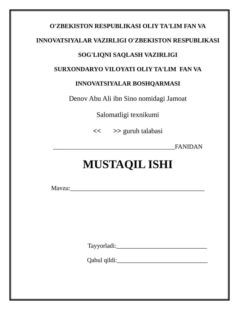 Denov Abu Ali ibn Sino nomidagi Jamoat Salomatligi texnikumi guruh talabasi