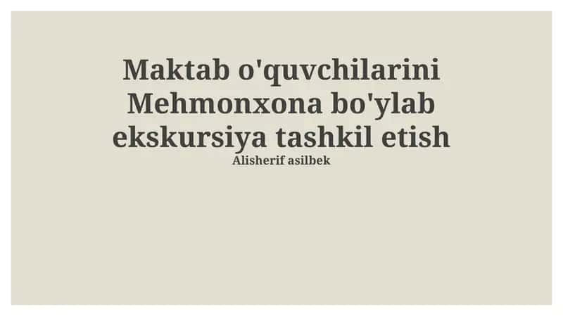 Mehmonxona bo'ylab ekskursiya tashkil etish