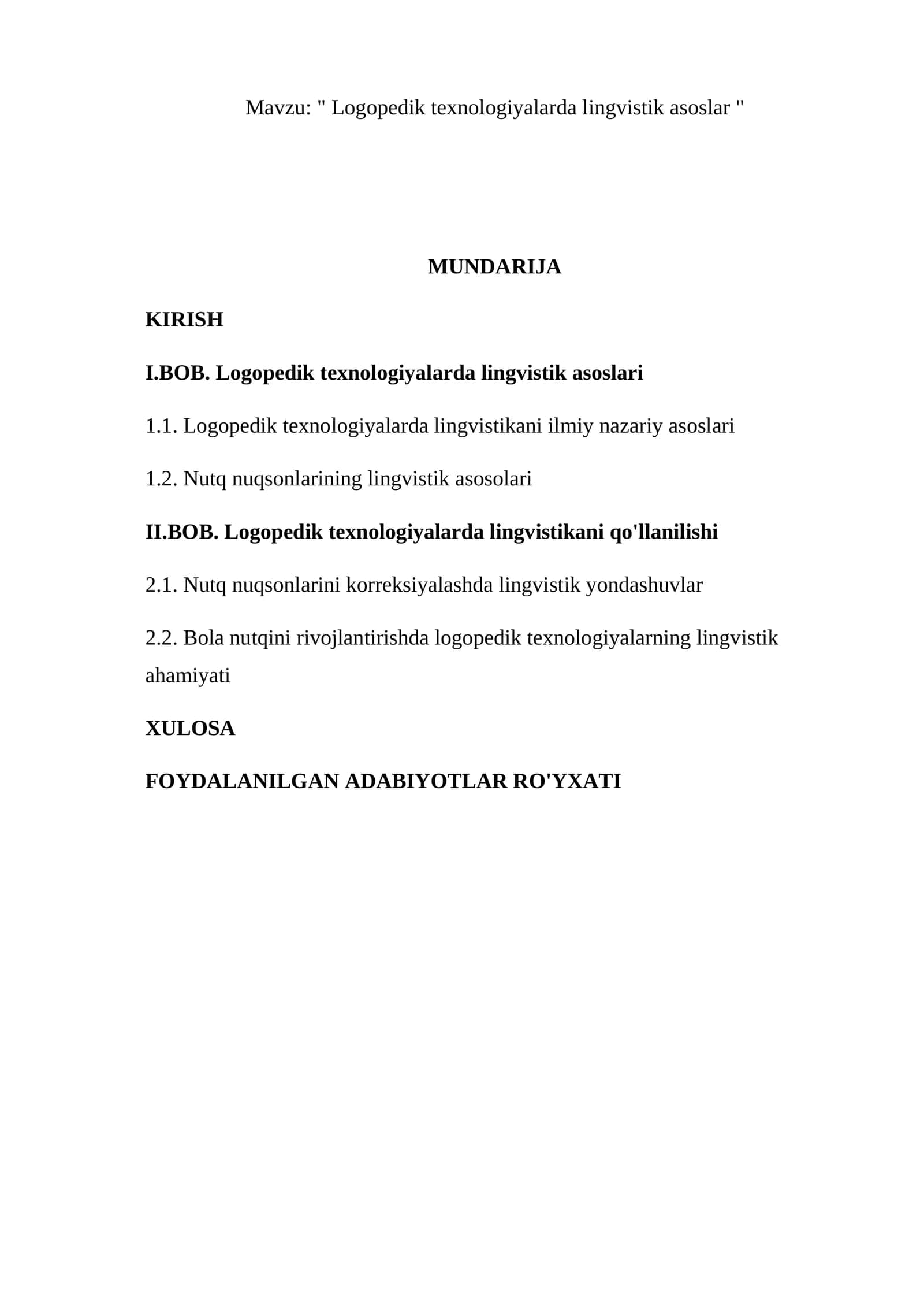 "Logopedik texnologiyalarda lingvistik asoslar"