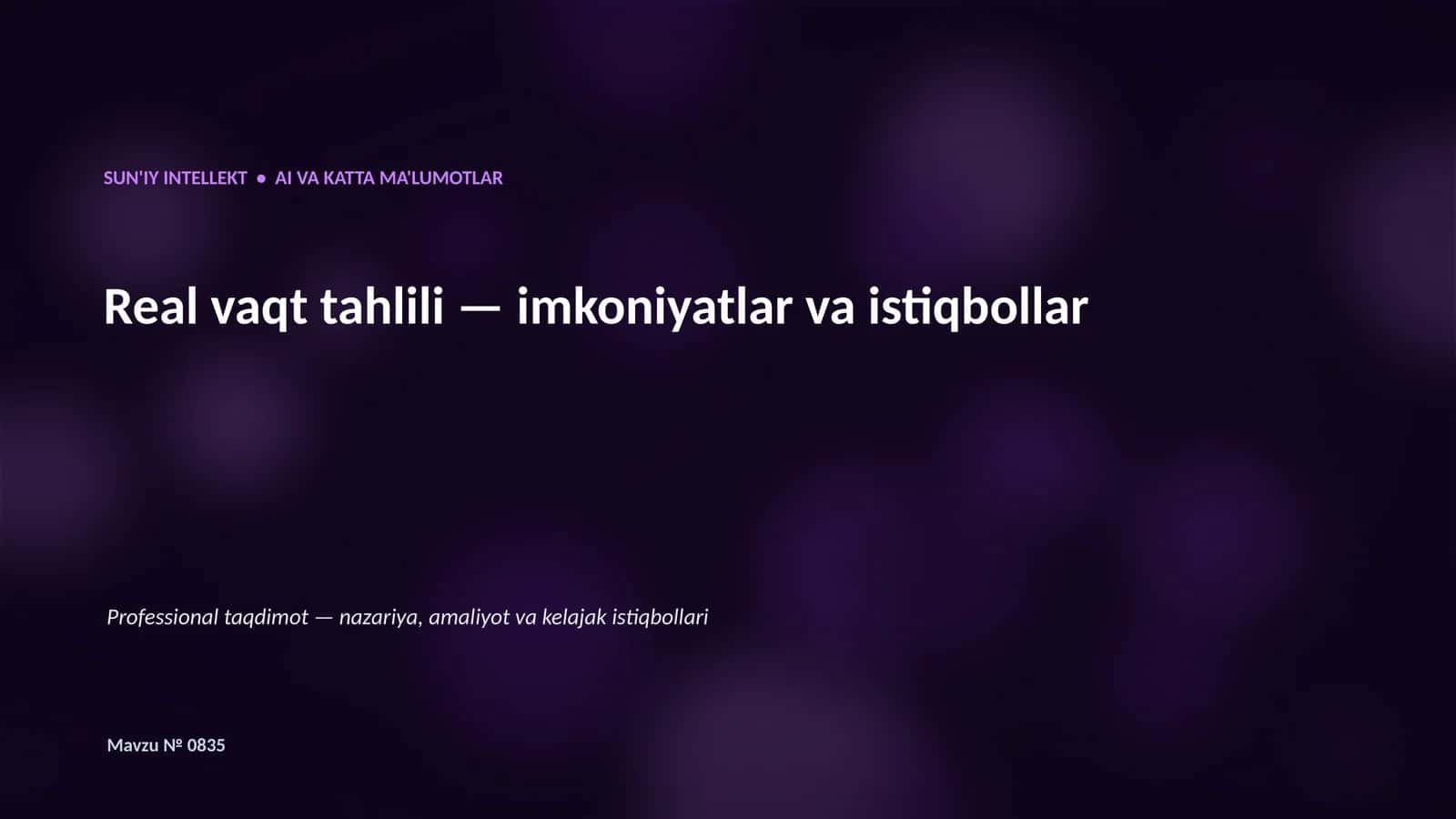SUN'IY INTELLEKT VA KATTA MA'LUMOTLAR