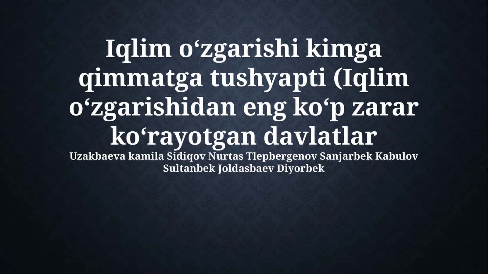 Iqlim oʻzgarishi kimga qimmatga tushyapti