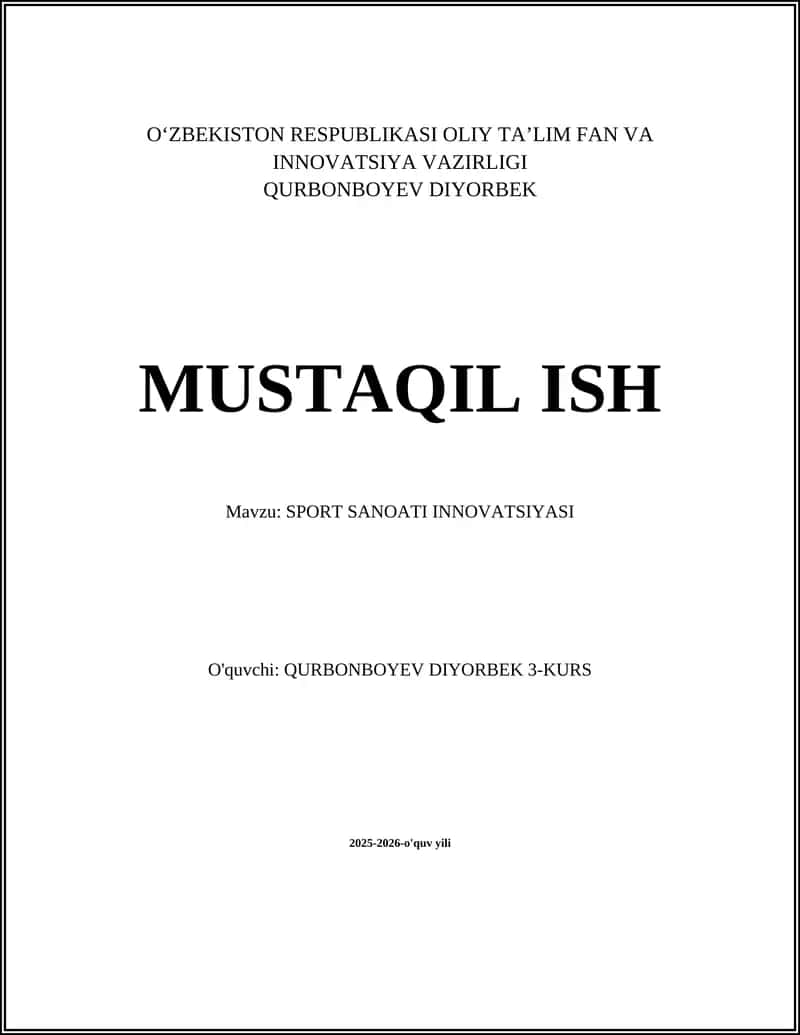 SPORT SANOATI INNOVATSIYASI