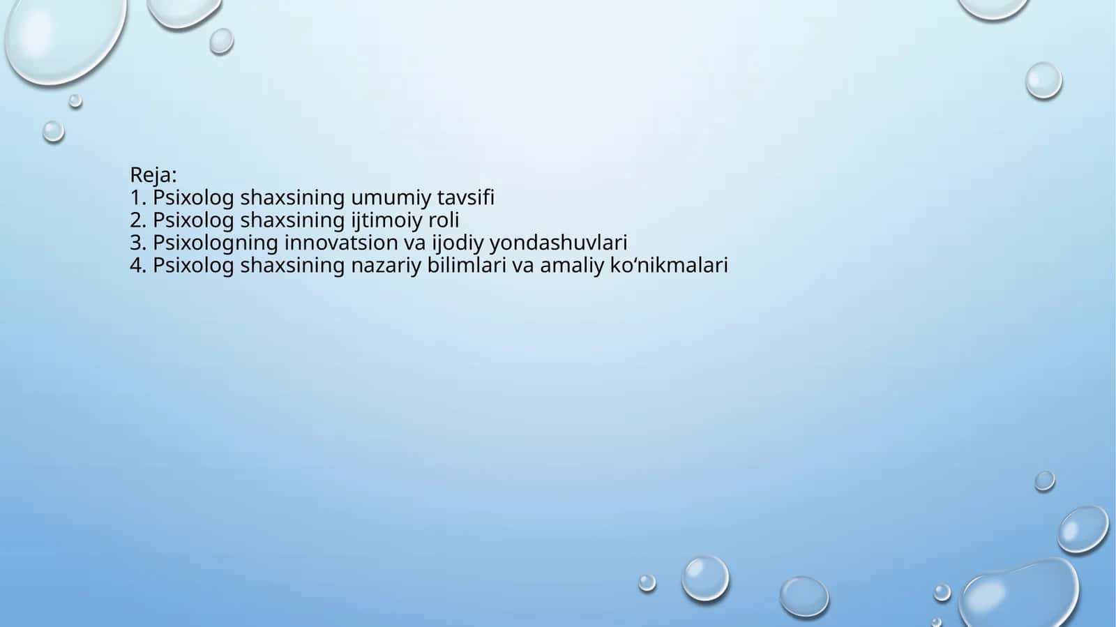 Psixolog shaxsining umumiy tavsifi
