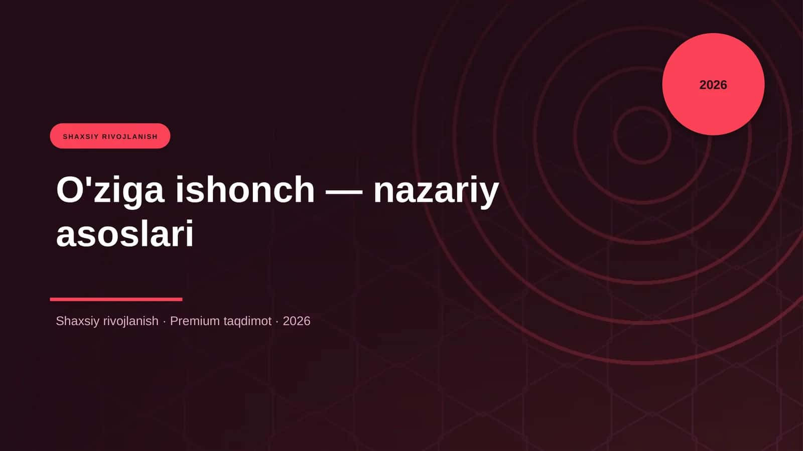 O'ziga ishonch — nazariy asoslari