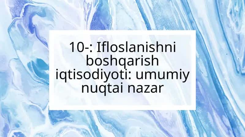 Ifloslanishni boshqarish iqtisodiyoti: umumiy nuqtai nazar