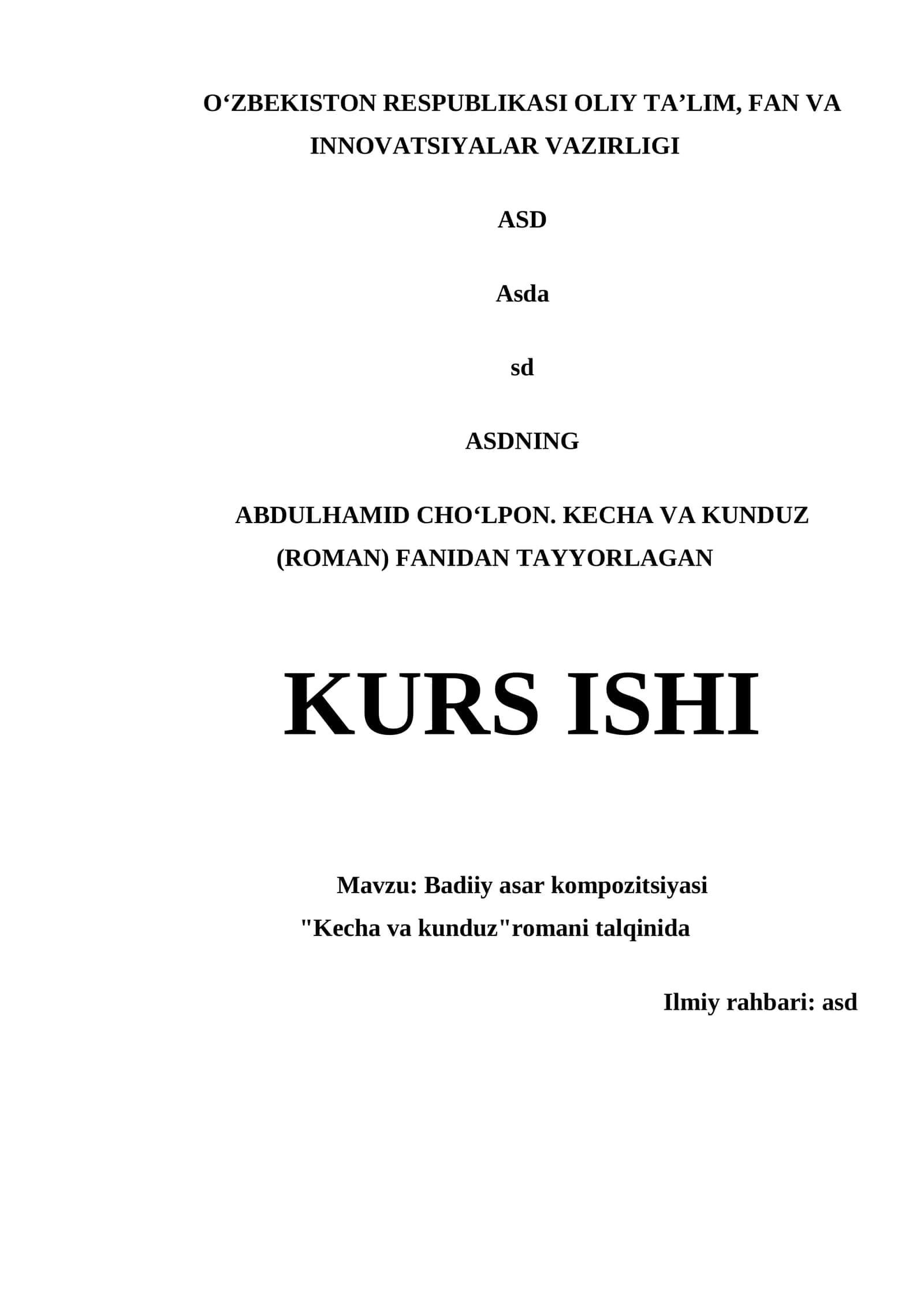 Badiiy asar kompozitsiyasi "Kecha va kunduz" romani talqinida