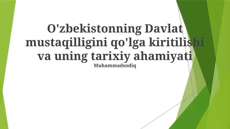 Mustaqillikning Tarixiy Ahamiyati