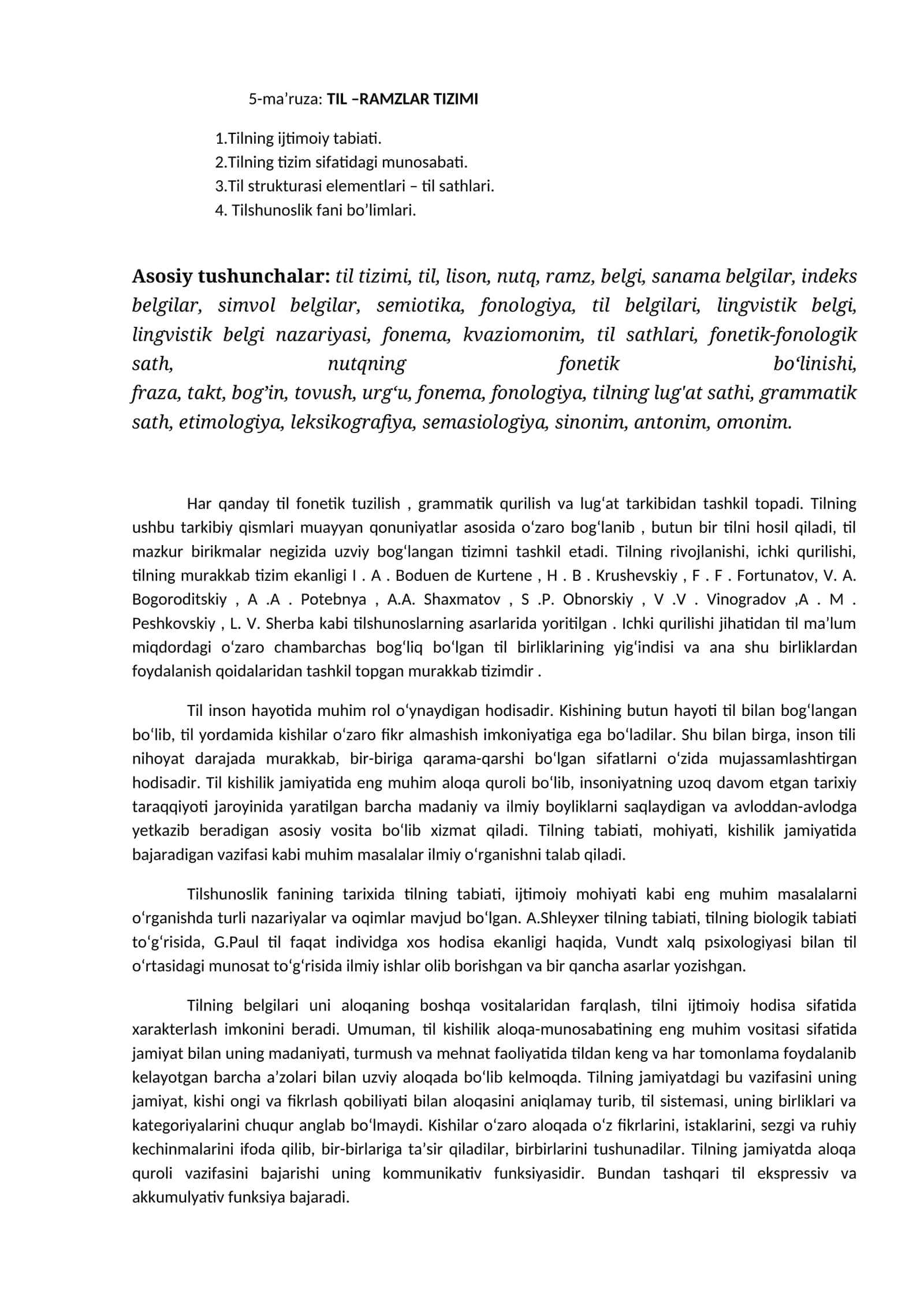 5-ma’ruza: TIL –RAMZLAR TIZIMI