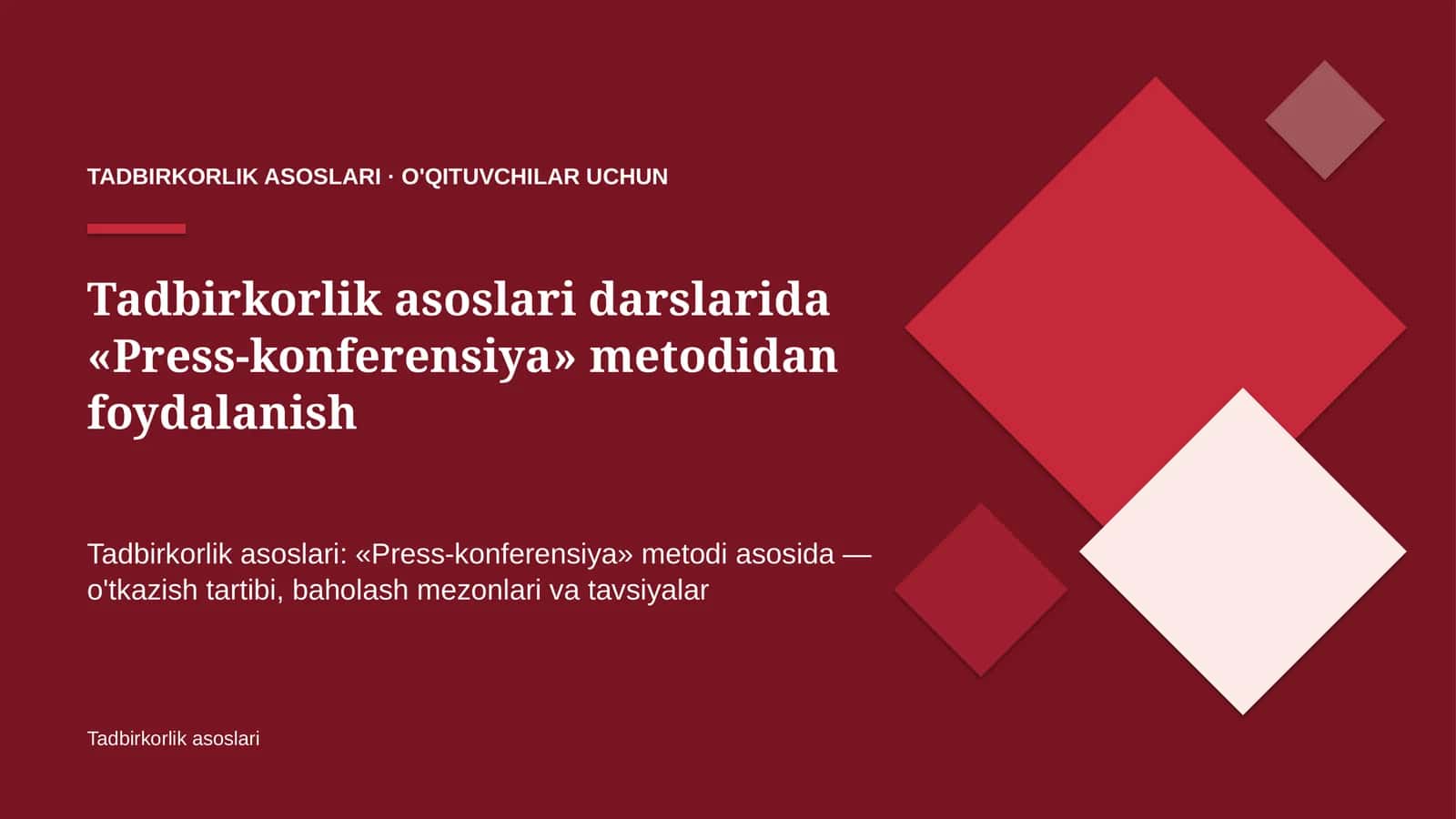 tadbirkorlik asoslari darslarida press konferensiya metodidan foydalanish 5152