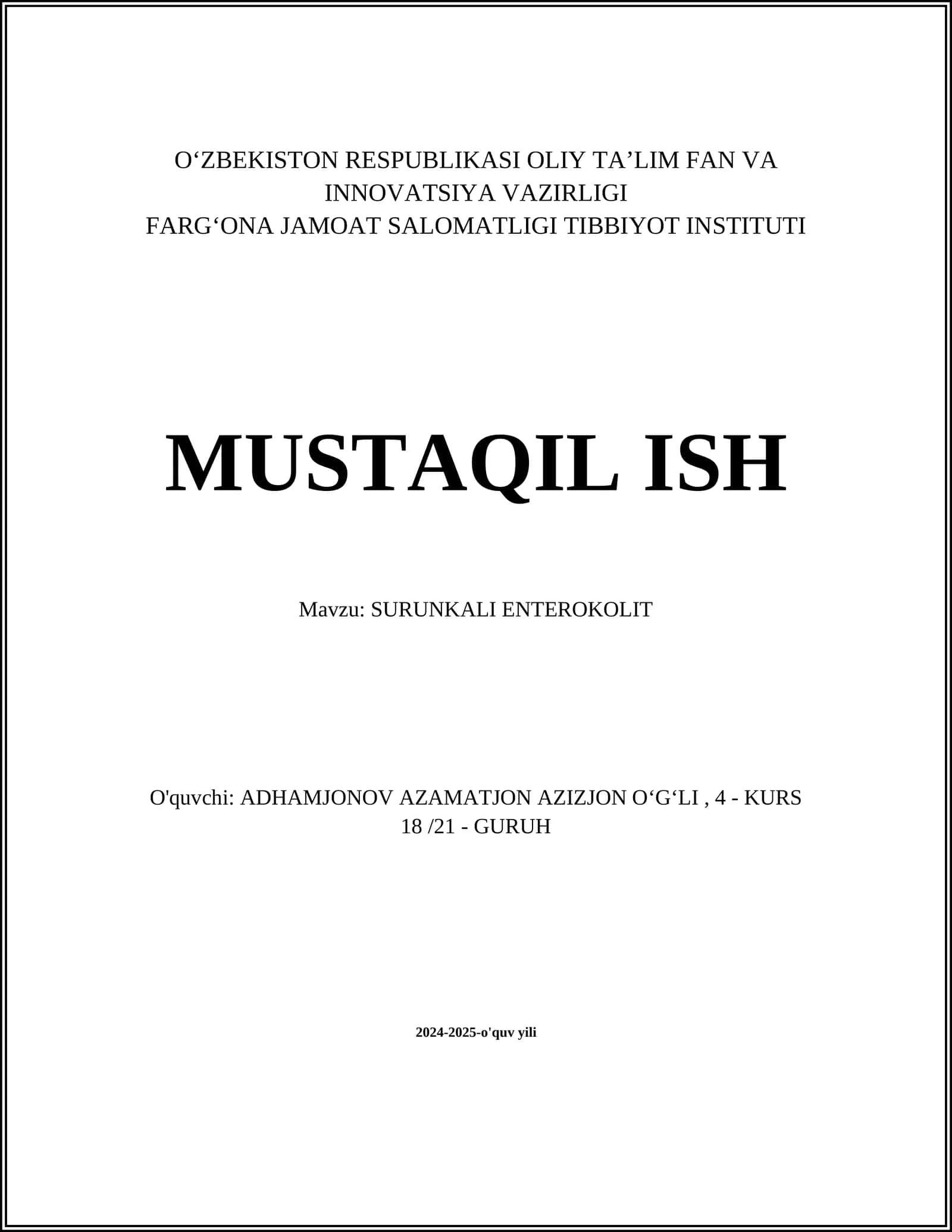 SURUNKALI ENTEROKOLIT