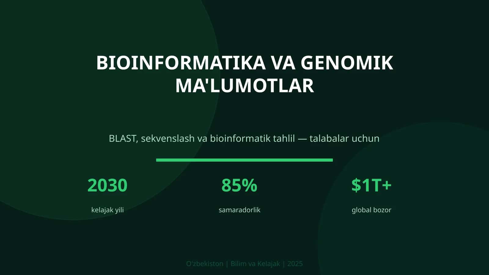 BIOINFORMATIKA VA GENOMIK MA'LUMOTLAR