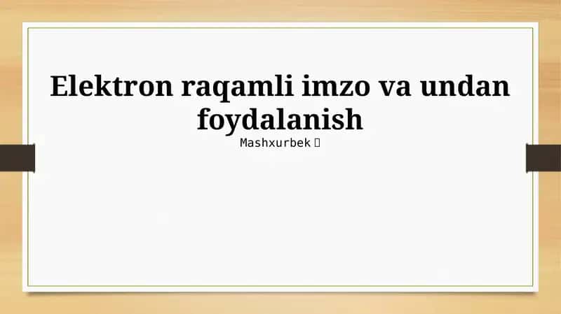 Elektron Raqamli Imzo