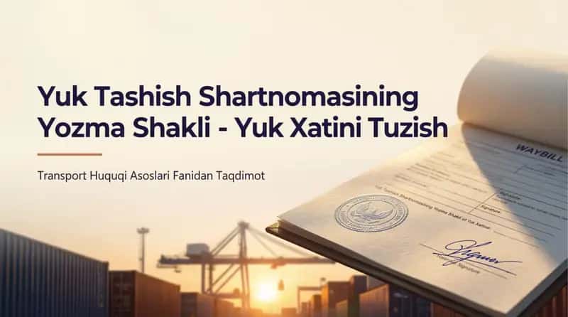 Yuk tashish shartnomasining yozma shakli-yuk xatini tuzish