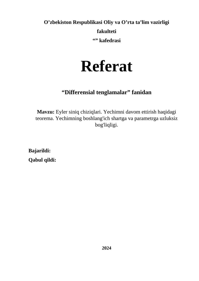 Differensial Tenglamalar