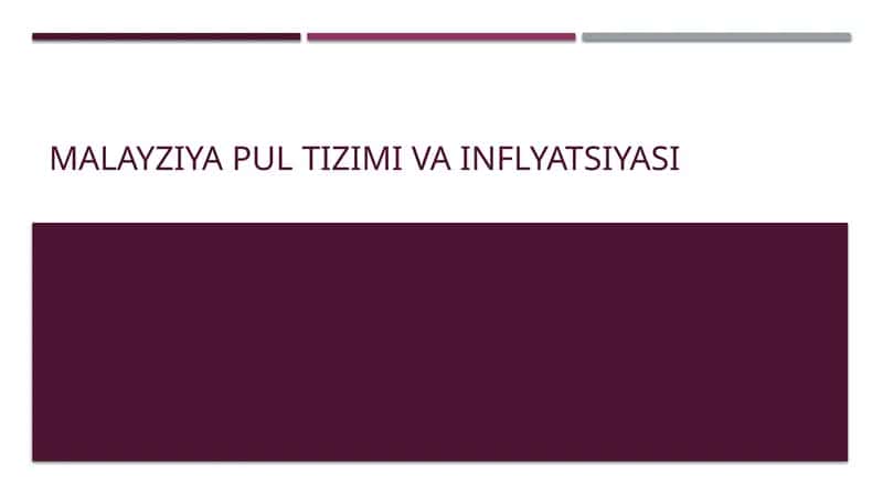 Malayziya pul tizimi va infLyatsiyasi