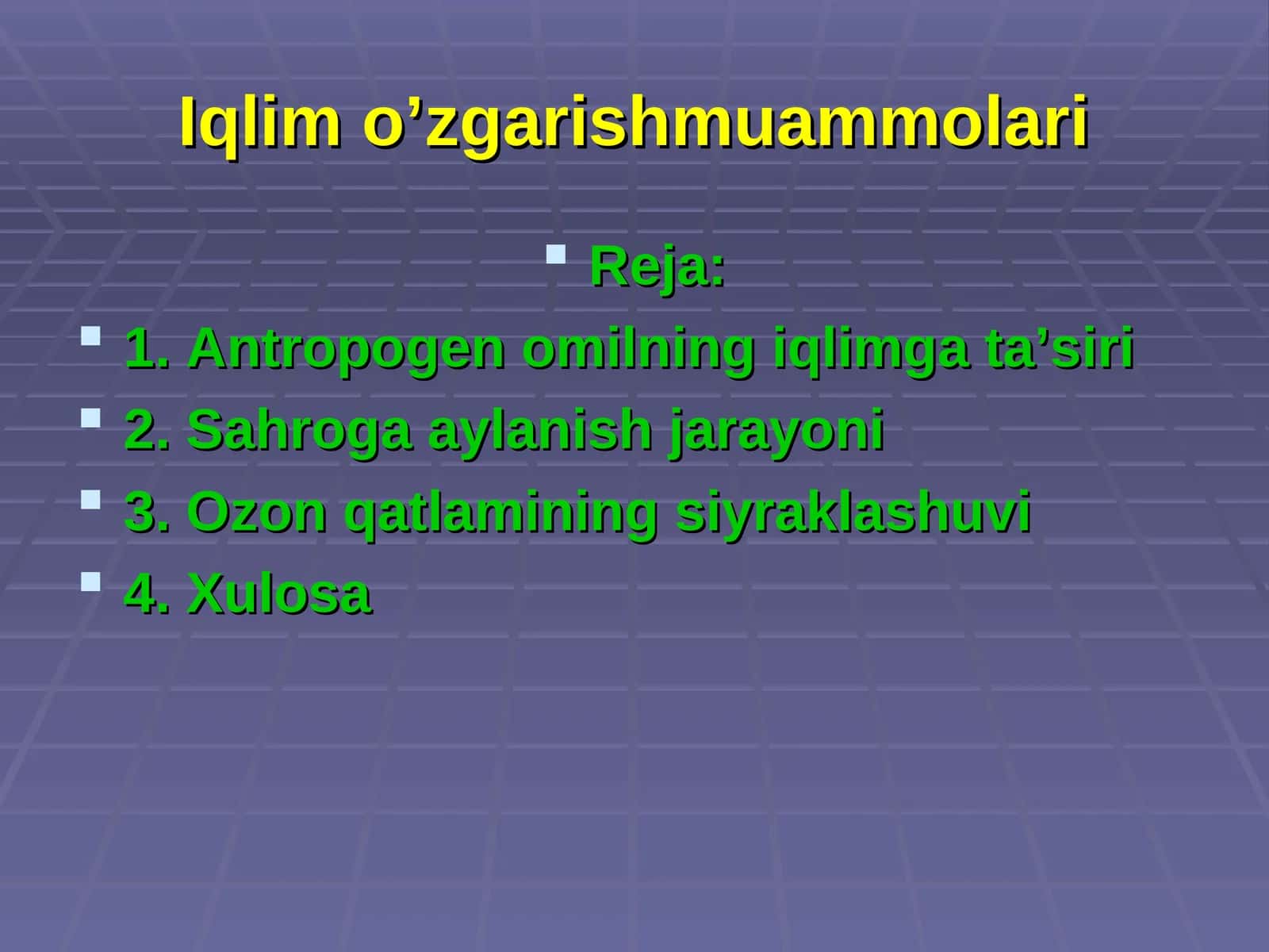 Iqlim o’zgarishmuammolari