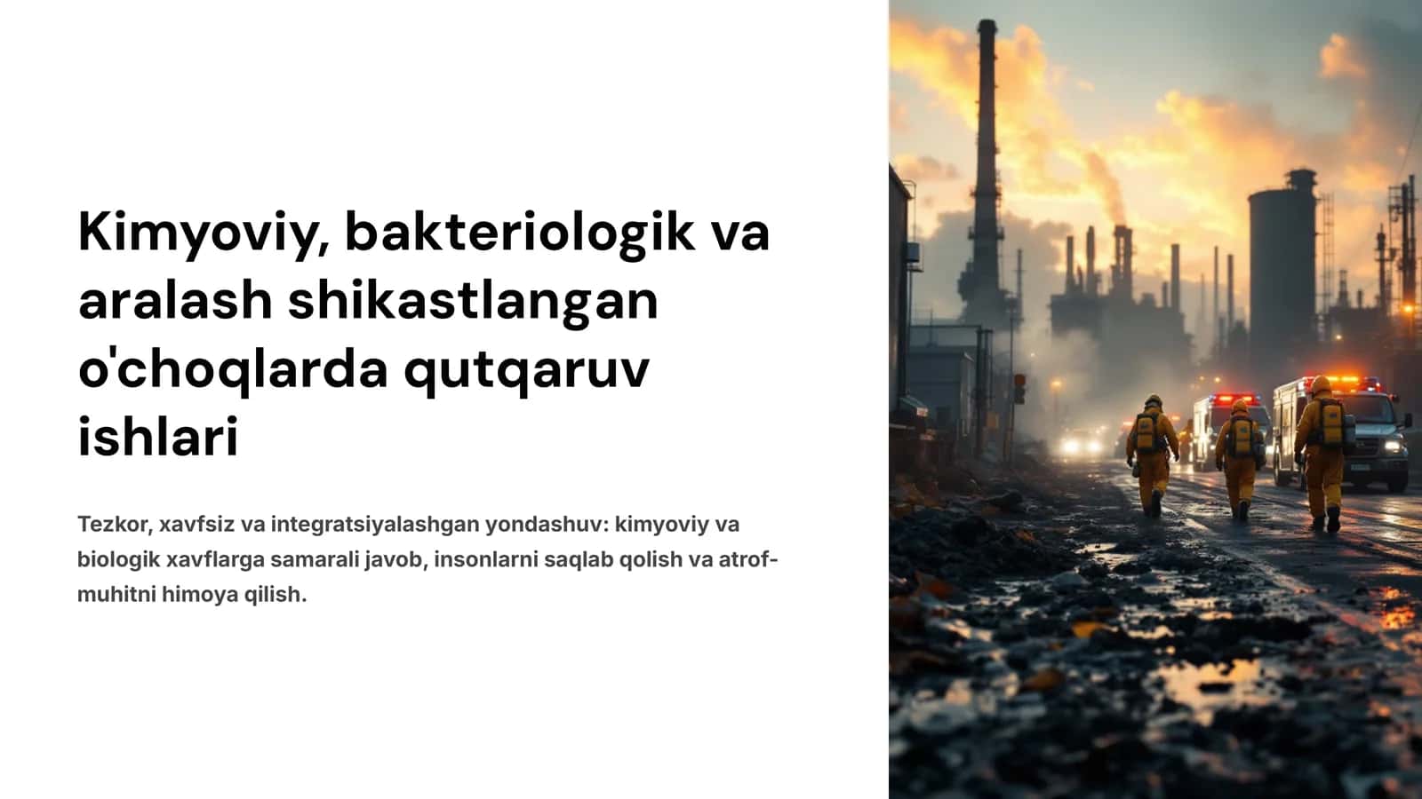 Kimyoviy, bakteriologik va aralash shikastlangan o'choqlarda qutqaruv ishlari