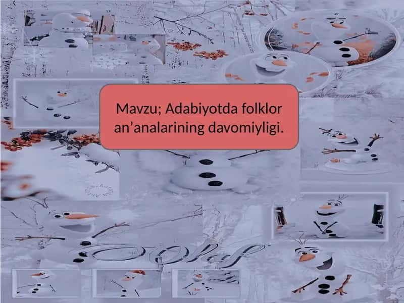 Adabiyotdafolkloranʼanalariningdavomiyligi