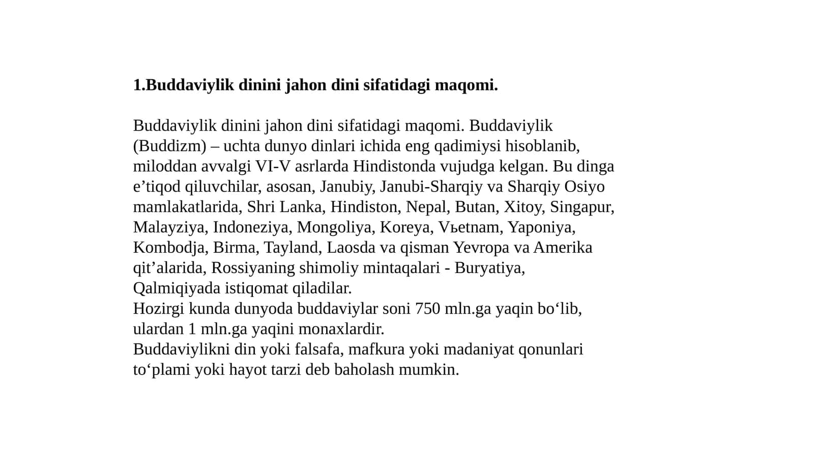 Buddaviylikdininijahondinisifatidagimaqomi