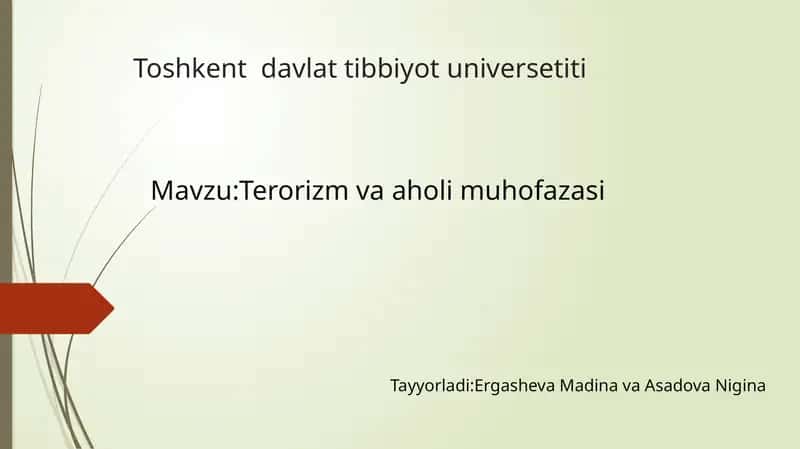 Terorizm va aholi muhofazasi